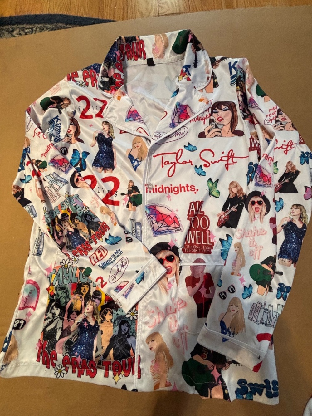 Taylor Swift Eras Tour Pajama Set | All Over Print Swiftie PJs | Top M Bottom S